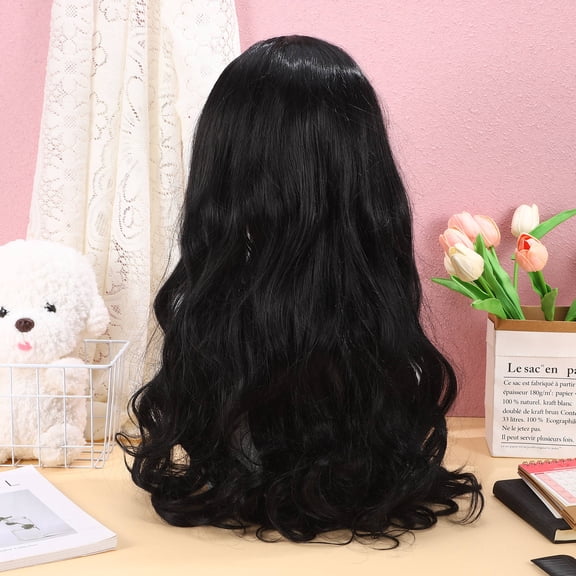 ETHZZLE Synthetic Wavy Wig Black Soft Hair for Daily Wear and Gatherings