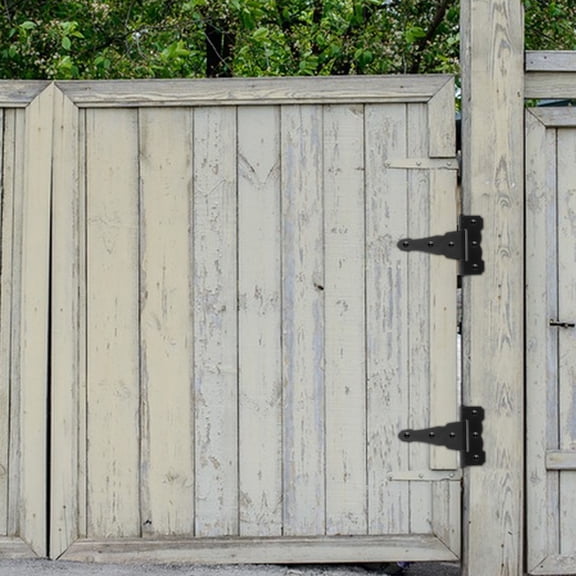 ETHZZLE 2Pcs Black Heavy Duty Gate Hinges Decorative Barn Door Hardware for Outdoor Use