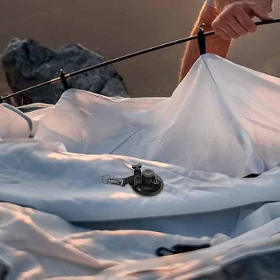 ETHZZLE Heavy Duty Suction Cups with Hooks Tarp Clips Car Camping Tie Down Suction Cup for Car Awning Boat Camping Trap Tie Down Black