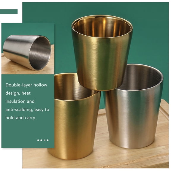 ETHZZLE Home Bar Stainless Steel Shot Glass with Anti Scalding Double Layer and Stable Base