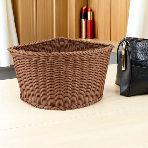 ETHZZLE Handwoven Imitation Rattan Storage Basket for Closet Corner Use