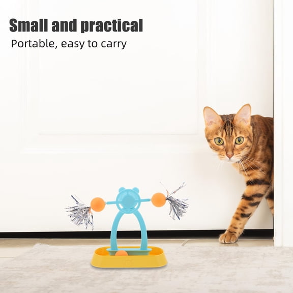 ETHZZLE Indoor Cat Windmill Toy Interactive Teaser Wand Exercise Track Ball Stimulating Toy for Kitten Enrichment Plastic Cat Plaything for Home and Pet Store