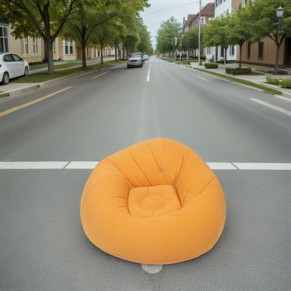 ETHZZLE Lightweight Orange Inflatable Bean Bag Chair for Adults Portable Lounger for Outdoor Use