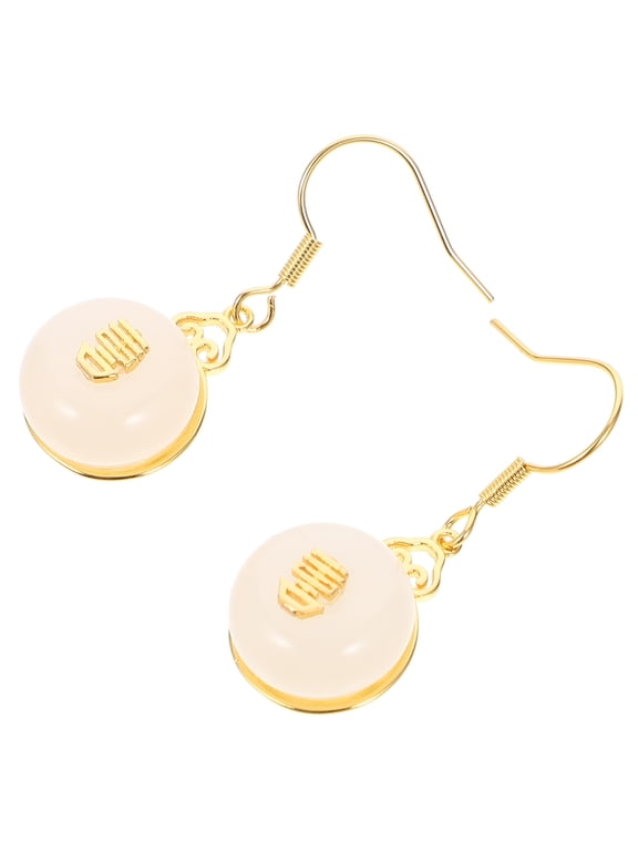 1 Pair Women's Chinese Style Earrings Lightweight Alloy Ivory Tone Simple Fashion Jewelry Accessories
