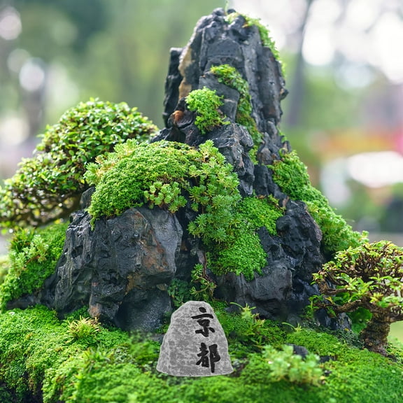 ETHZZLE Japanese Garden Statue for Micro Landscape Grey Resin Compact Design 1Set