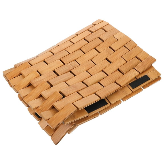 ETHZZLE Khaki Square Bamboo Floor Mat 1Pack Anti-skid and Water-resistant for Dorm 60x40x0.8in