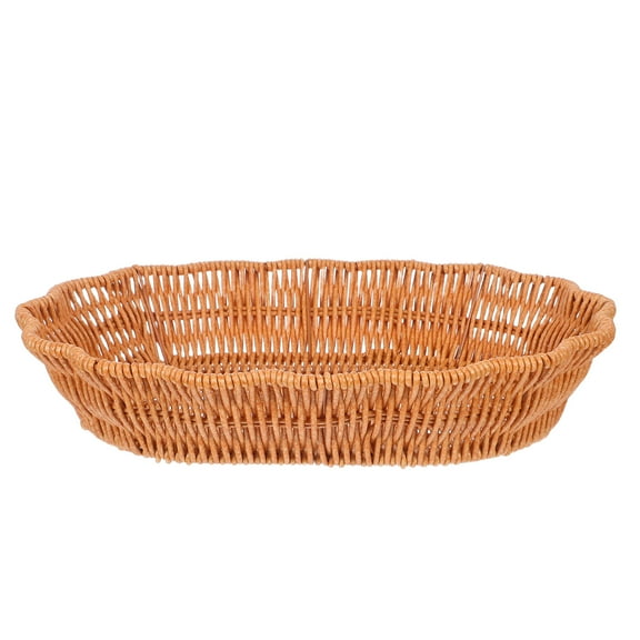 ETHZZLE Khaki Oval Wicker Fruit Basket, Spacious PP Plastic Design for Stylish Home Decor and Storage