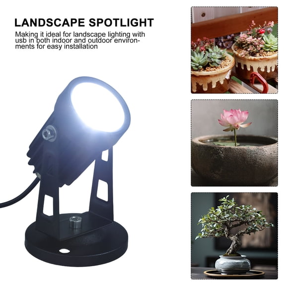 ETHZZLE USB Powered Black LED Spotlights with Timer Dimmable for Indoor Outdoor Landscape