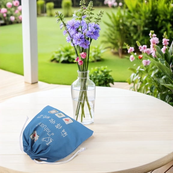 ETHZZLE Large Drawstring Bag for Mahjong Tile Storage and Portable Organization Pouch