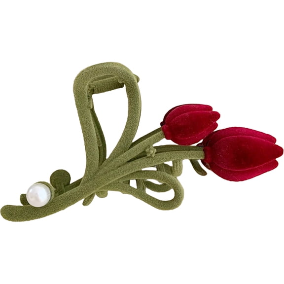 ETHZZLE Decorative Flower Hair Jaw Clips Tulip Shape Hair Barrette for Everyday Wear