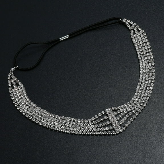 ETHZZLE Layered Plated Silver Rhinestones Headband Lightweight Head Chain Jewelry for Party Decor