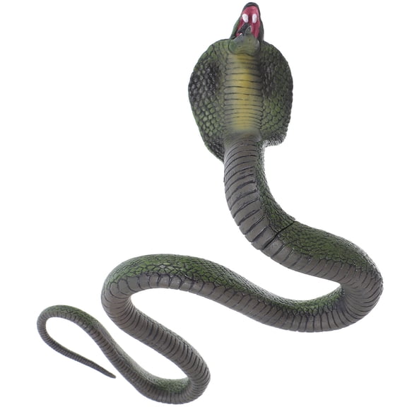 ETHZZLE Realistic Cobra Snake Sculpture Olive Green Figurine for Unique Tabletop Decoration