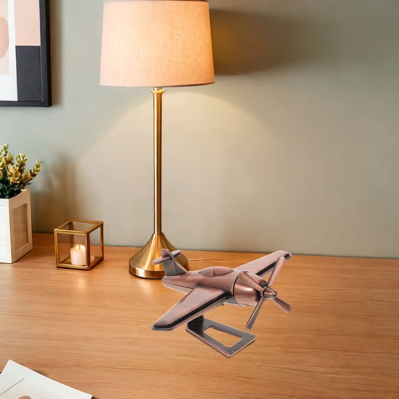 ETHZZLE Diecast Metal Airplane Model in Light Brown Zinc Alloy for Vintage Home and Office Decor