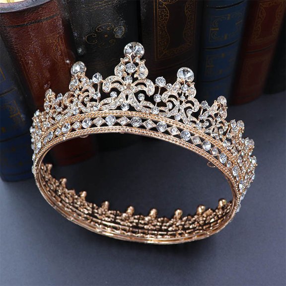 ETHZZLE Lightweight Alloy Golden Crystal Hair Vine with Rhinestone for Wedding Use