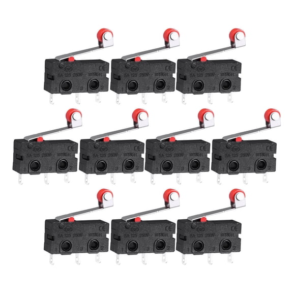 ETHZZLE 10Pcs Micro Roller Lever Arm Switch Spdt Snap Action for Electronic Use