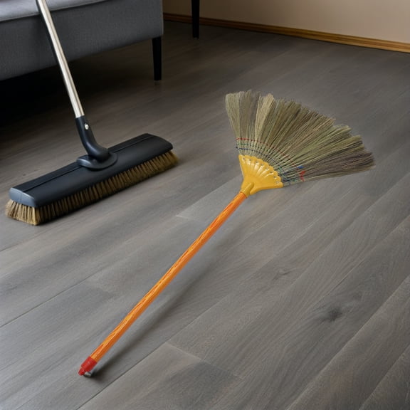 ETHZZLE Natural Fiber Soft Bristle Broom for Hardwood Floors with Detachable Collapsible Handle Multi Color