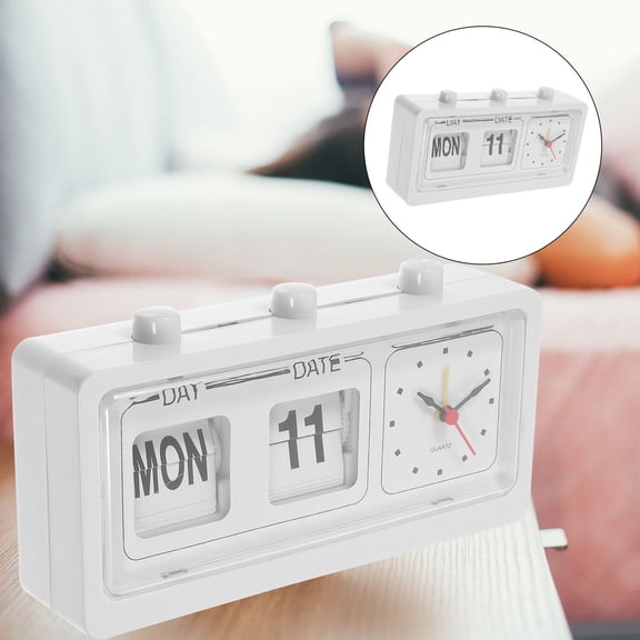 ETHZZLE Manual Time Clock for Home Use White with Date Week Alarm Feature