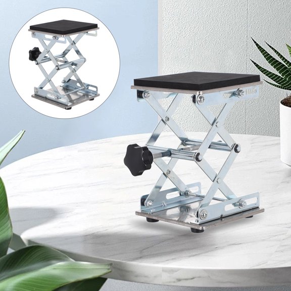 ETHZZLE Manual Lab Jack Stainless Steel Scissor Lift Platform for Accurate Height Adjustment in Laboratories