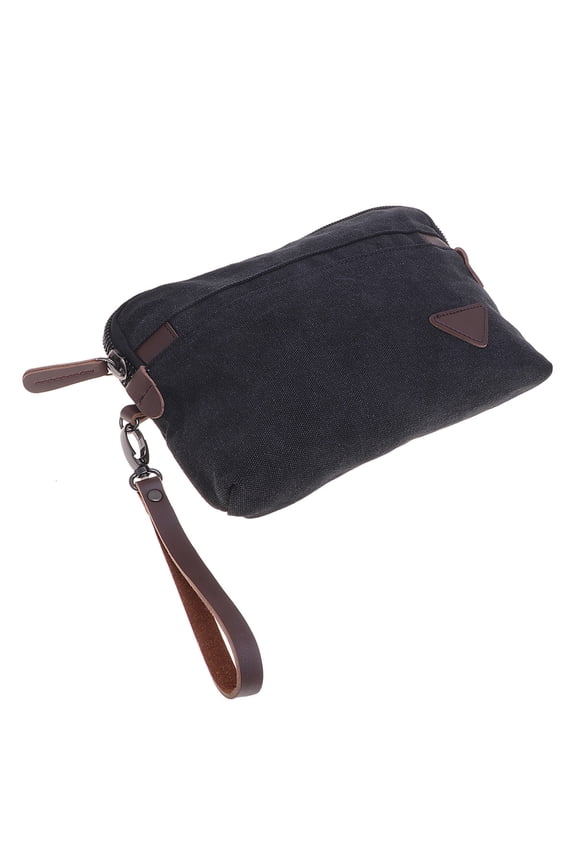 Men's Black Wallet with Zipper, Multi-Functional Clutch Bag, Large Capacity for Business and Everyday Use