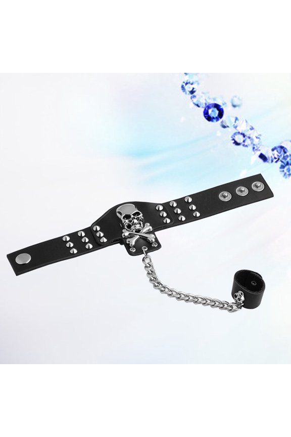 Mens Skull Accessories Black Bracelet Skull Head Fashion Accessory 1Set