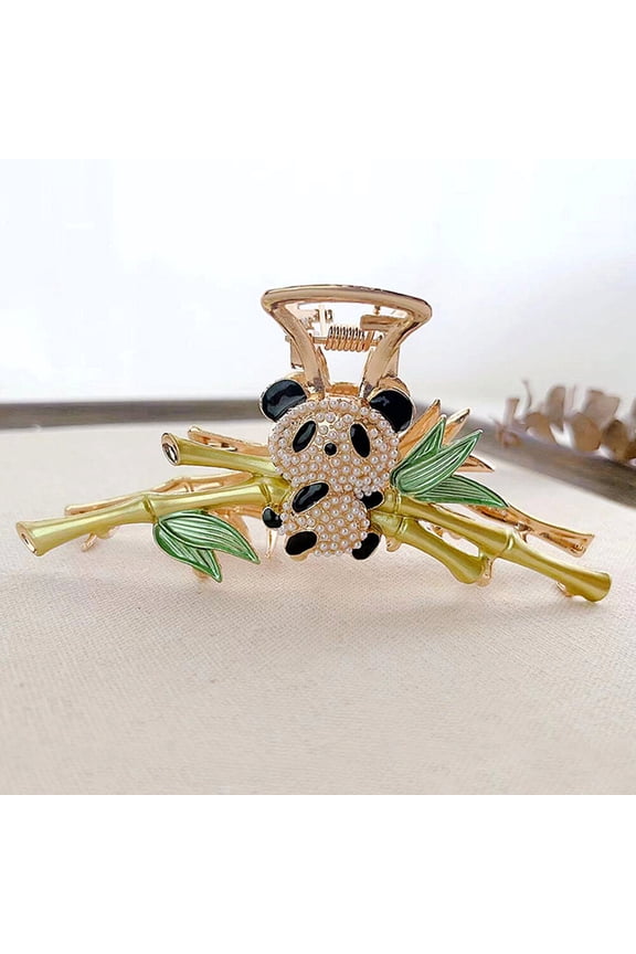 Metal Claw Clips for Thick Hair with Rhinestone Decoration Durable Alloy Panda Design