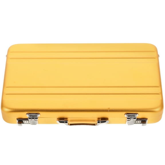 ETHZZLE Business Card Holder Case Aluminum Golden Finish Visiting Card Organizer 1 Set