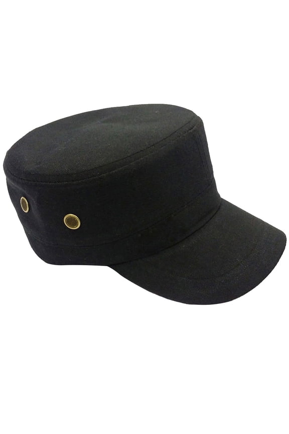 Outdoor Sports Leisure Hat Visor Black Cotton Military Style Flat Cap