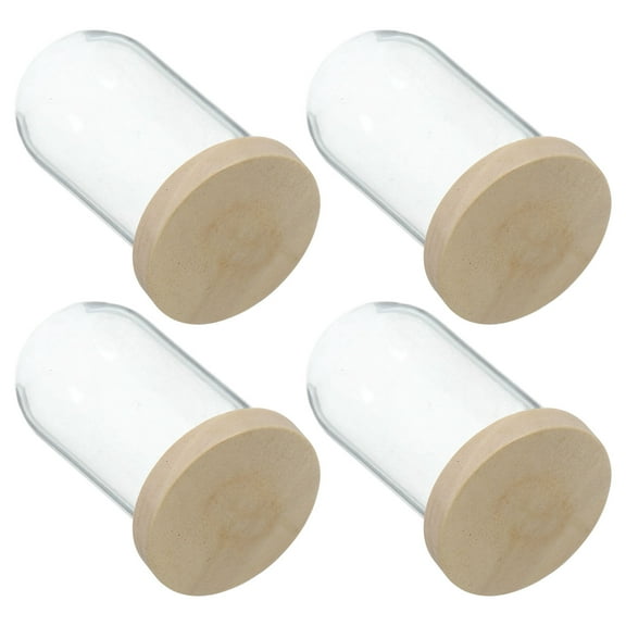 ETHZZLE Mini Glass Dome Decorative Cloche with Wood Base for DIY Microlandscape Displays Transparent 4 Sets