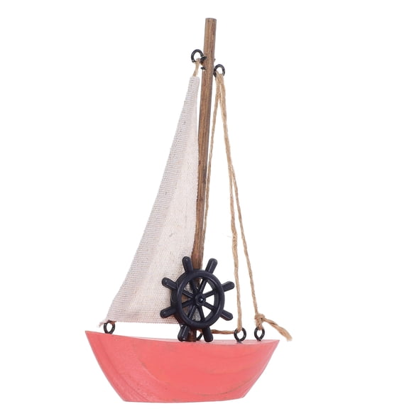 ETHZZLE Mini Wooden Sailboat Figurine for Nautical Decor Multi Colored Mediterranean Vintage Design 8.5 Inch