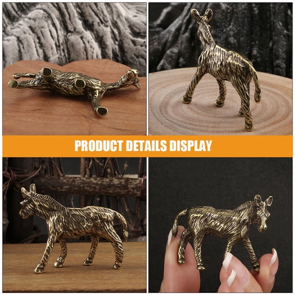 ETHZZLE Miniature Brass Donkey Statues 2pcs Vintage Home Decorations