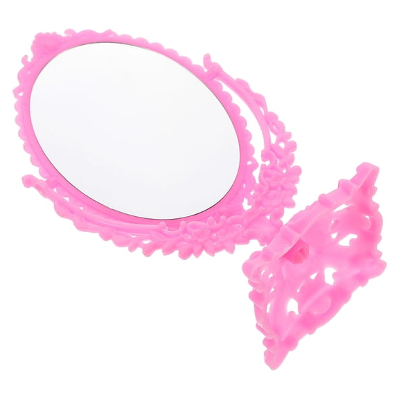 ETHZZLE Miniature Travel Mirrors Pink Plastic Portable Convenience for Makeup Accessories 1Set