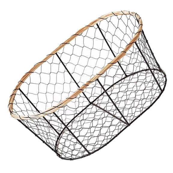 ETHZZLE Multifunctional Black Metal Wire Basket for Kitchen Storage of Bread Fruits and Vegetables