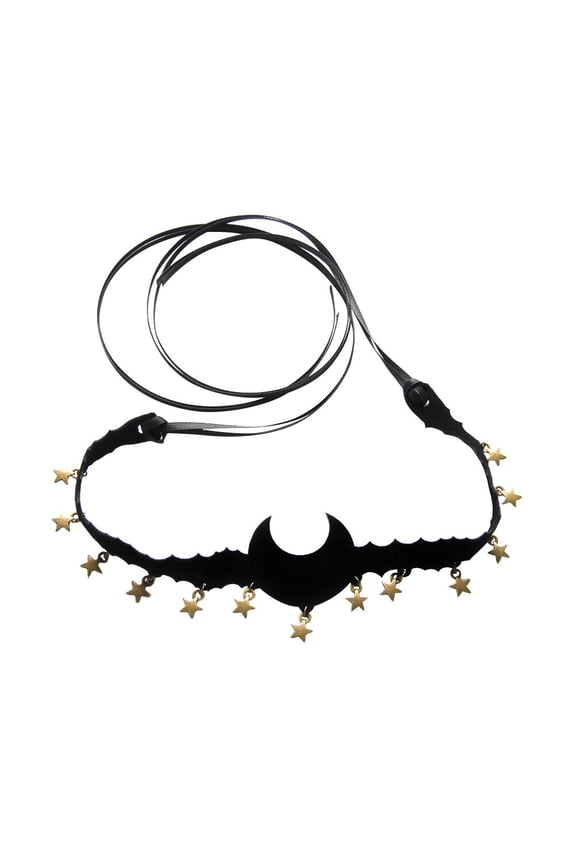 Moon Choker Necklace Black Goth Style Elegant Necklace for Special Occasions
