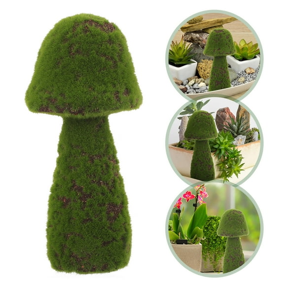 ETHZZLE Moss Covered Mushrooms for Fairy Garden Dark Green Flocking Foam Vegetable Model 1Pack