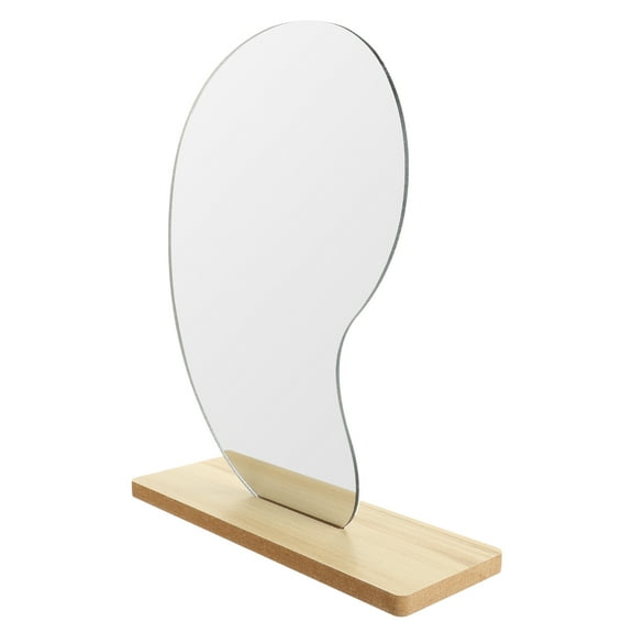 ETHZZLE Movable Tabletop Acrylic Mirror with Wooden Stand Perfect for Dressing Table and Home Decor