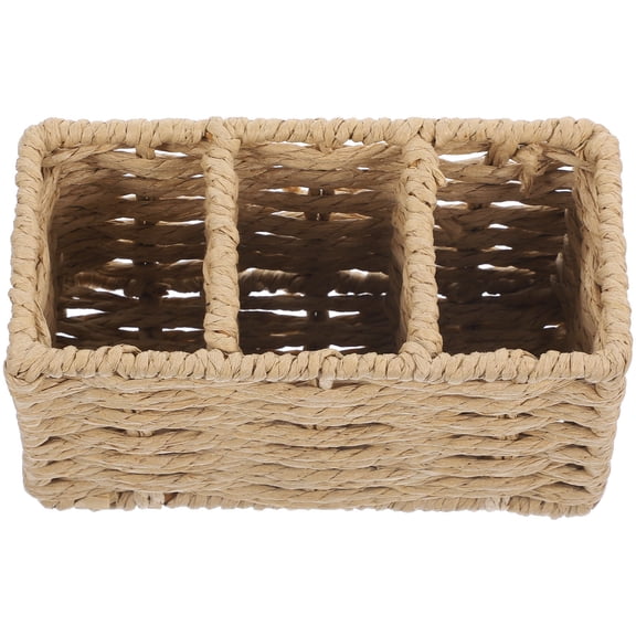 ETHZZLE Multi Function Beige Cutlery Holder for Kitchen Countertop Organizer with Large Capacity