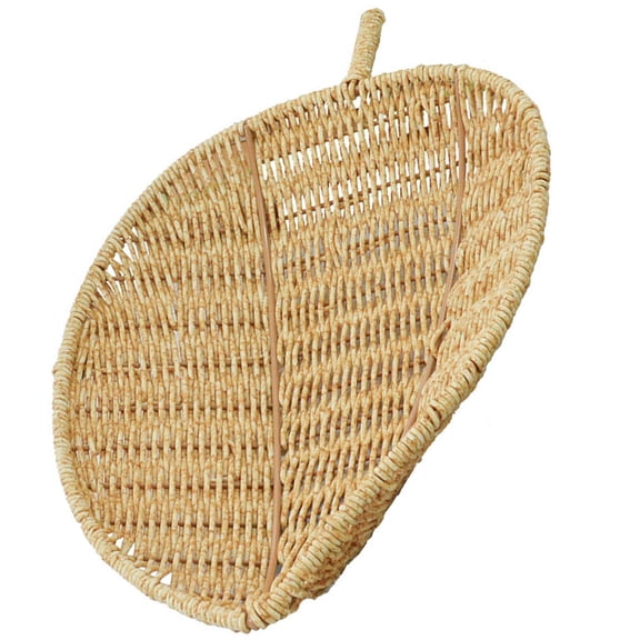 ETHZZLE Plastic Reusable Woven Basket Light Brown for Home Use Fruit and Food Storage