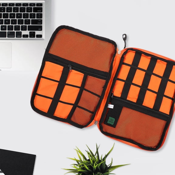 ETHZZLE Storage Pouch for Travel Grey with Mesh Compartments Suitable for Earphones and Electronics