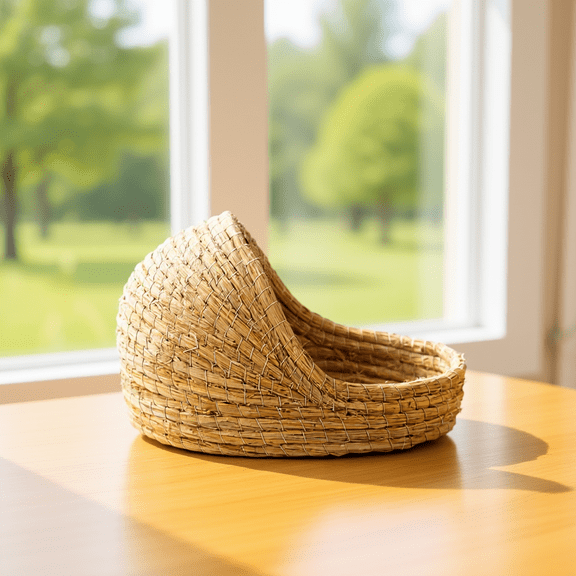 ETHZZLE Natural Straw Bunny House Green Woven Nest for Rabbits and Hamsters Cozy Shelter