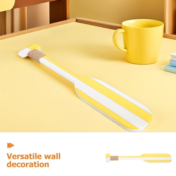 ETHZZLE Yellow Wooden Oar Wall Hanging, Nautical Decor, Natural Wood and Rope