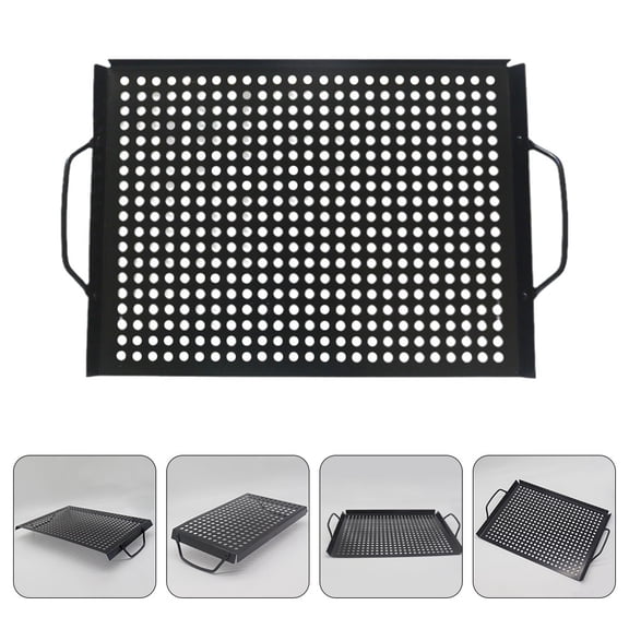 ETHZZLE Nonstick Black Camping Bbq Plate for Outdoor Grilling Meat and Vegetables