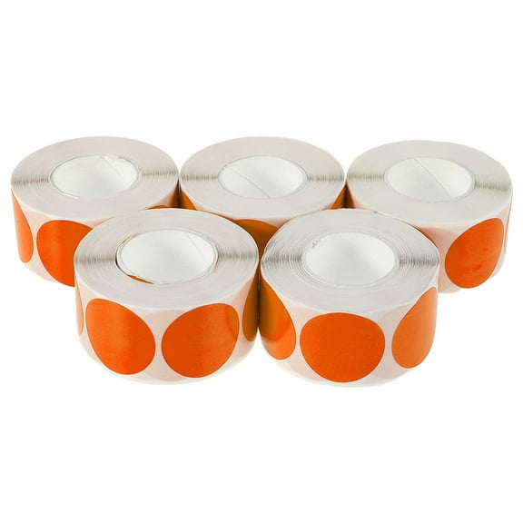 ETHZZLE Orange Round Sticker Labels Roll Self Adhesive Smooth Writing Dot Seals for Home
