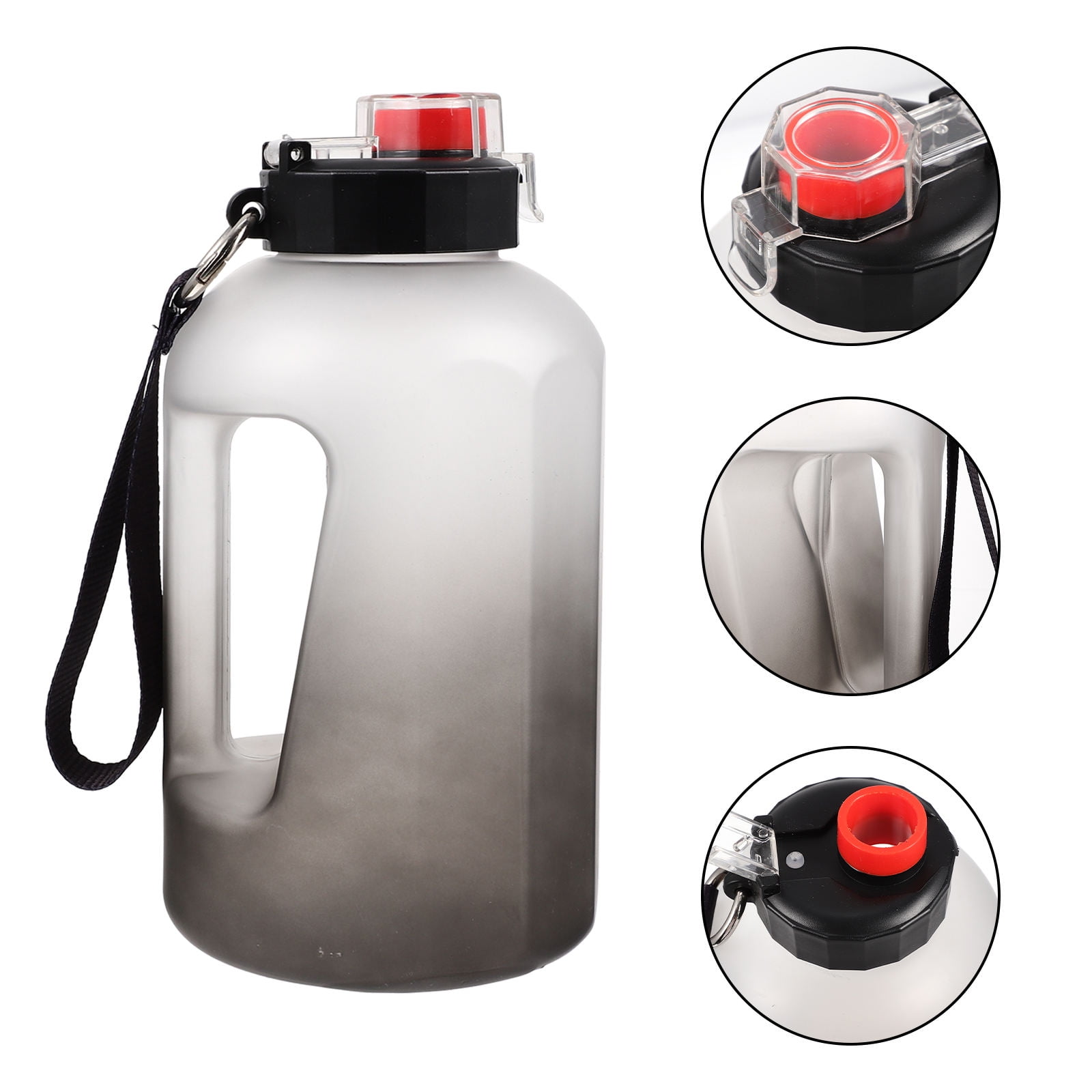 ETHZZLE Portable Black Gradient Water Bottle with Leakproof Lid, Workout Hydration Bottle for Daily Use