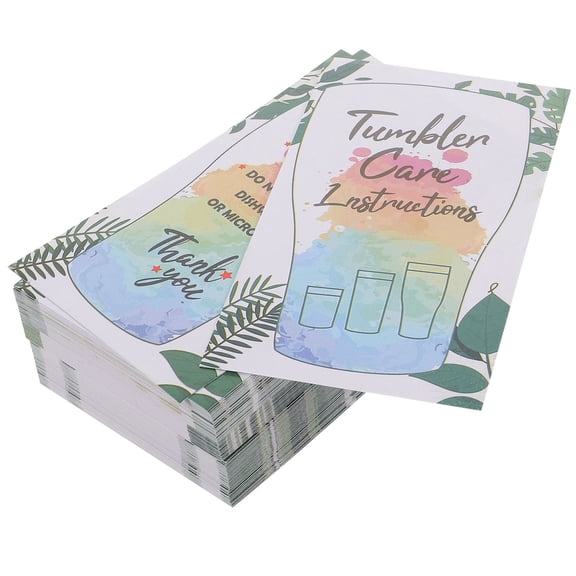 ETHZZLE Tumbler Care Instructions Cards Smooth Polished Paper Customer Guide Tags for Glass Cups