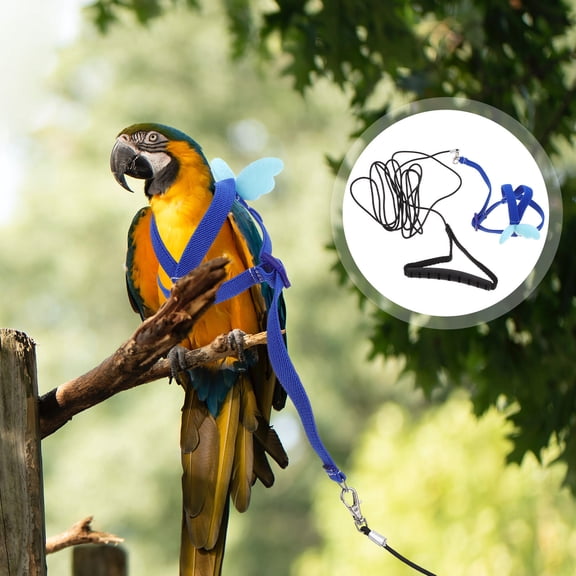 ETHZZLE Conure Harness 1 Set Anti Lost Blue Fabric for Pet Birds and Parrots
