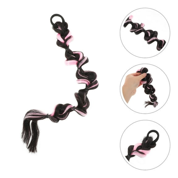 ETHZZLE Pink Bubble Braid Wig Fake Braided Hair Versatile Use 1Pack For Girls Weddings