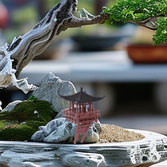ETHZZLE Oriental Style Plastic Pavilion Ornament for Home Tabletop Garden Decor