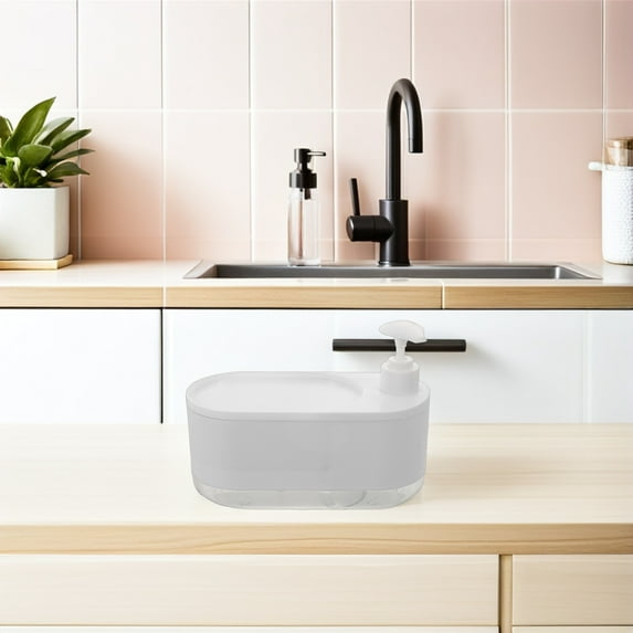 ETHZZLE Refillable White Lotion Pump and Dish Soap Holder with Efficient Spill Free Technology