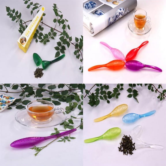 ETHZZLE Plastic Spoon Tea Strainer Tadpole Shape Tea Infuser Filter for Home Use Assorted Colors