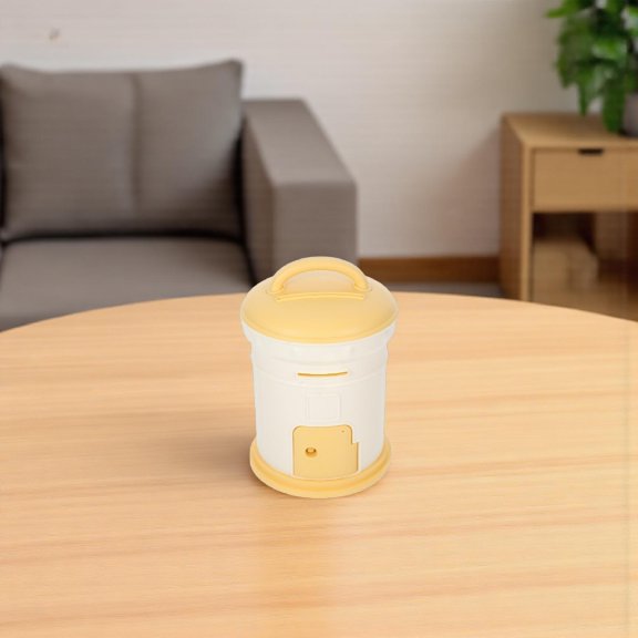 ETHZZLE Plastic Yellow Coin Bank Jar with Mailbox Shape for Convenient Coin Storage